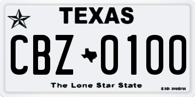 TX license plate CBZ0100