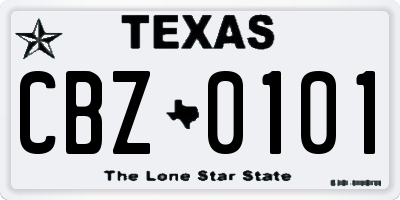 TX license plate CBZ0101