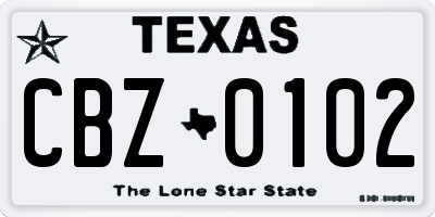 TX license plate CBZ0102