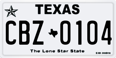 TX license plate CBZ0104
