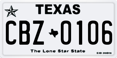 TX license plate CBZ0106