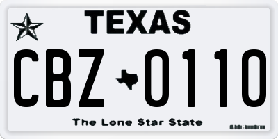 TX license plate CBZ0110