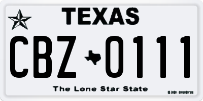 TX license plate CBZ0111