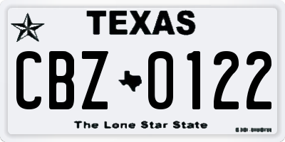 TX license plate CBZ0122