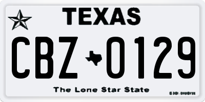 TX license plate CBZ0129
