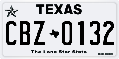 TX license plate CBZ0132