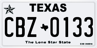 TX license plate CBZ0133