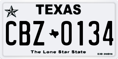 TX license plate CBZ0134