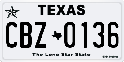 TX license plate CBZ0136