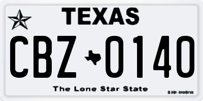 TX license plate CBZ0140