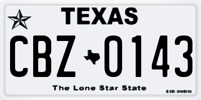 TX license plate CBZ0143