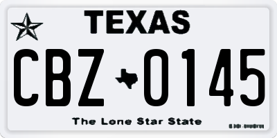 TX license plate CBZ0145