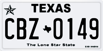 TX license plate CBZ0149
