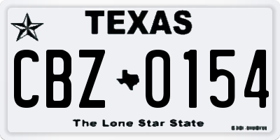 TX license plate CBZ0154