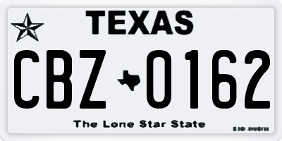 TX license plate CBZ0162