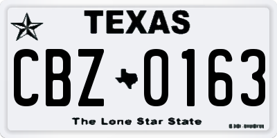 TX license plate CBZ0163