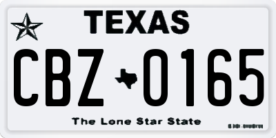 TX license plate CBZ0165