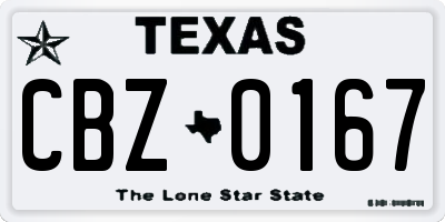 TX license plate CBZ0167