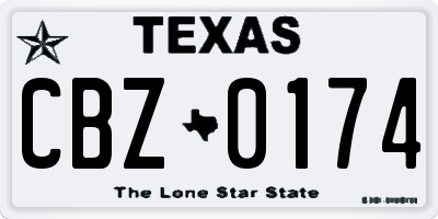 TX license plate CBZ0174