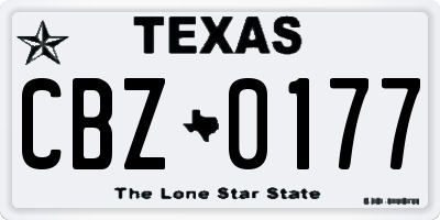 TX license plate CBZ0177