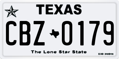 TX license plate CBZ0179