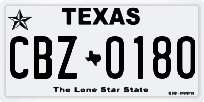 TX license plate CBZ0180