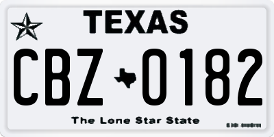TX license plate CBZ0182