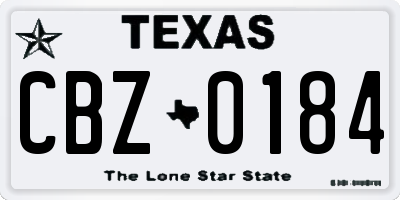 TX license plate CBZ0184
