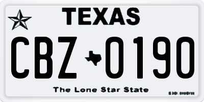 TX license plate CBZ0190