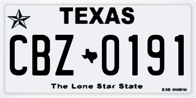 TX license plate CBZ0191