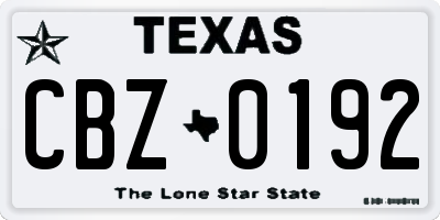 TX license plate CBZ0192