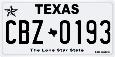 TX license plate CBZ0193
