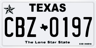 TX license plate CBZ0197