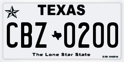 TX license plate CBZ0200