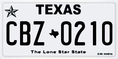 TX license plate CBZ0210