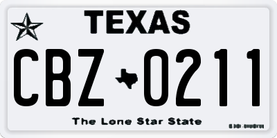 TX license plate CBZ0211