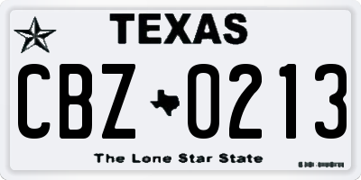 TX license plate CBZ0213