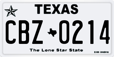TX license plate CBZ0214