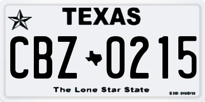 TX license plate CBZ0215