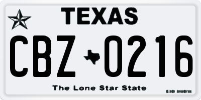 TX license plate CBZ0216