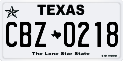 TX license plate CBZ0218