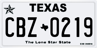 TX license plate CBZ0219