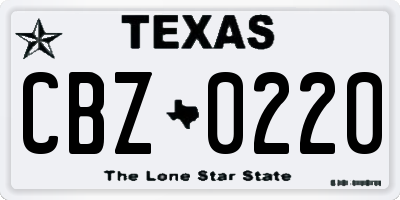 TX license plate CBZ0220