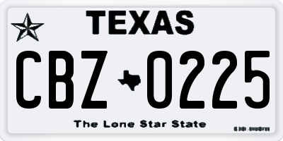 TX license plate CBZ0225
