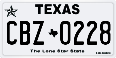TX license plate CBZ0228