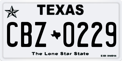 TX license plate CBZ0229