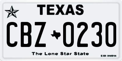 TX license plate CBZ0230