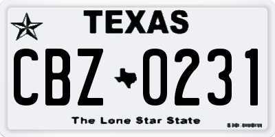 TX license plate CBZ0231