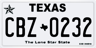 TX license plate CBZ0232
