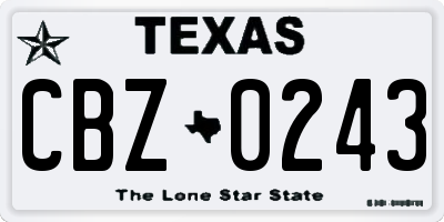 TX license plate CBZ0243